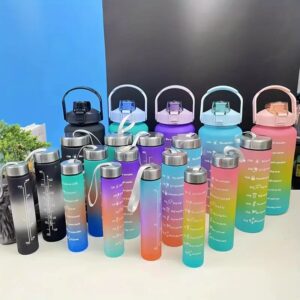 4pcs Motivational Sports Water Bottle Set Accessories 4